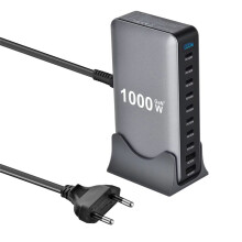 New 1000W GaN Desktop Fast Charger PD3.1 USB Type C 10-Port Fast Charging Station Adapter for Mobile & Tablets EU Plug