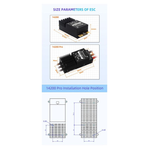 SEQURE 14200 Pro Brushless ESC 5-14S con BEC Multitensione per Droni e Modelli di Veicoli AM32 1