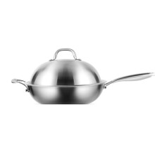Stainless Steel Wok Uncoated Round and Flat Bottom MultiStove Compatible Easy Clean Induction Cookware
