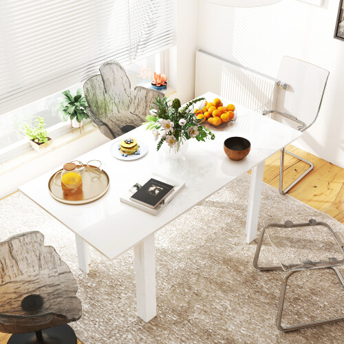 Homcom HOMCOM Extendable Dining Table, Seats 4-6 People, High Gloss White