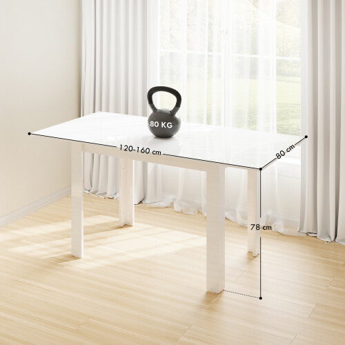 Homcom HOMCOM Extendable Dining Table, Seats 4-6 People, High Gloss White 2