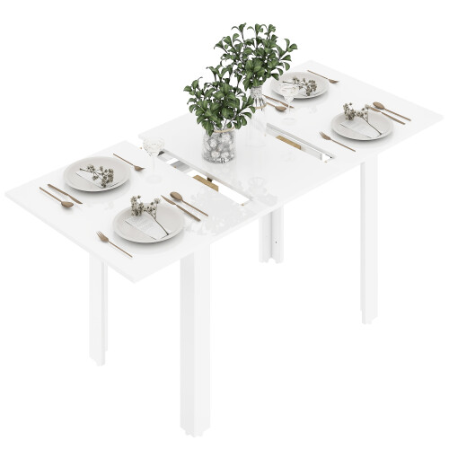 Homcom HOMCOM Extendable Dining Table, Seats 4-6 People, High Gloss White 1