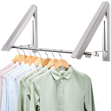 Heavy Duty Space-Saving Wall Mounted Clothes Bar, Industrial Design Retractable Aluminum Laundry Organization for Small Living Spaces