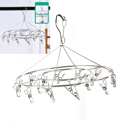 Stainless Steel Multi Clip Clothes Drying Hanger, No Loop Round 2