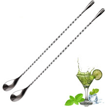 Conjunto de 2 colheres de aço inoxidável para coquetéis, com cabo giratório e construção durável, ideais para criar camadas de drinks,