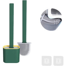 Spazzola per WC in silicone 3 in 1, base con fessure di ventilazione per un'asciugatura igienica, testina flessibile per una pulizia completa, setole