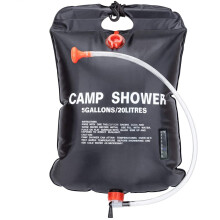 Bolsa de ducha con energía solar, 5 galones/20 litros, portátil y duradera, perfecta para acampar y aventuras al aire libre, con manguera