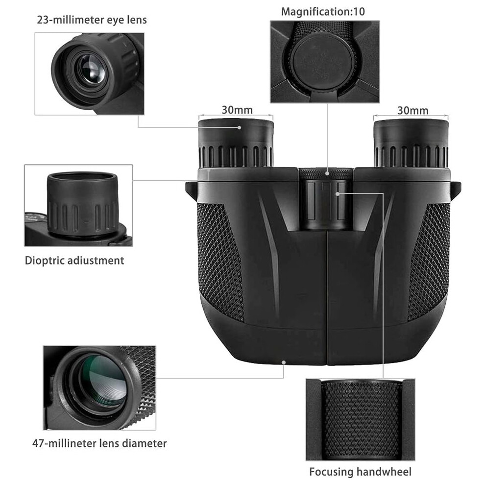 Compact 10X25 Binoculars, Enhanced Vision Hd Binoculars Customizable Eye Cups For Adults & Kids 9405630121667