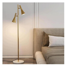 Floor Lamp Nordic Style 27Inch Gold Marble Base, 2 Adjustable Iron Lampshades,  Pole Standing Lamp For Living Room