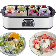 Yogurt Maker 1400ml, Automatic With 8 Glass Jars, 20C55C Temperature And 48H Time Control, LED Display