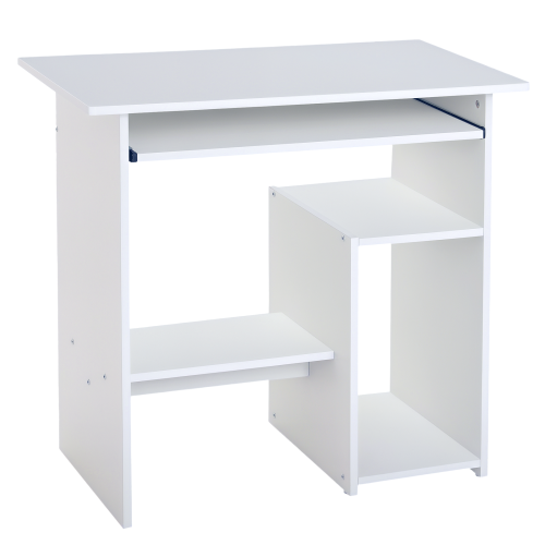 Homcom HOMCOM Compact Small Computer Table Wooden Desk Keyboard Tray Storage White 1