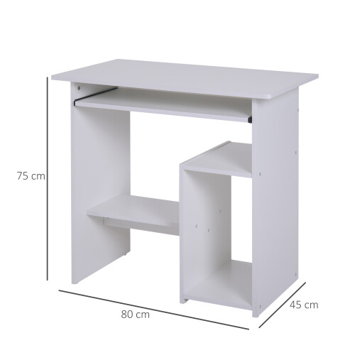 Homcom HOMCOM Compact Small Computer Table Wooden Desk Keyboard Tray Storage White 2