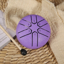 (3 inch 6 Notes-B, Purple2) Tongue Drum, Steel Tongue Drum, 3 Inch 6 Note Steel Hand Drum with Bag, Hand Drum for Camping, Meditation or Yoga