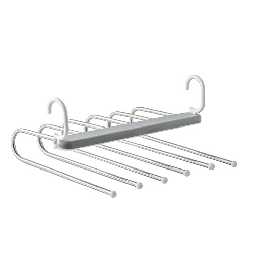 6-Layer Folding Pants Rack Stainless Steel Closet Organizer Grey 1