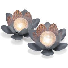 Conjunto de lanterna solar Lotus, globo de vidro craquelado e aço inoxidável durável, posicionamento ajustável e efeito de luz encantador.