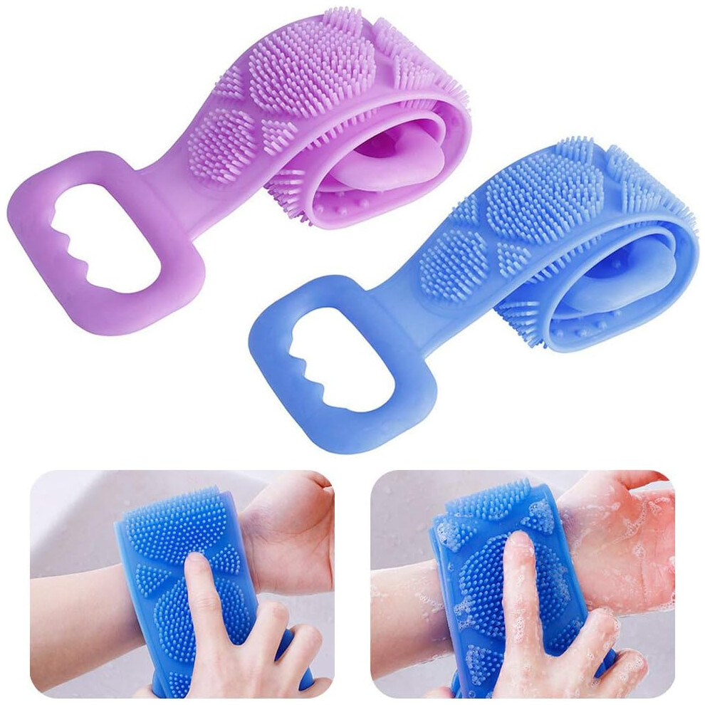 Double Side Bathing Brush For Deep Cleaning Massage, Silicone Back Scrubber With Two-Sided Mechanism Offers Hygienic & Thorough Cleansing