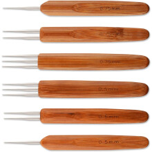 Colección definitiva para peinar rastas, herramientas de precisión para tejer rastas, juego de agujas de acero inoxidable y mangos de bambú, 6