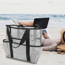 Borsa da spiaggia in rete con piccola borsa integrata, fondo traspirante per il drenaggio della sabbia, costruzione robusta e durevole per un uso