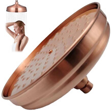 Shower Head Vintage Copper Round Rain Shower Head 7.9x7.9x4.3 Inches Pressure Silicone Jets Stainless Steel