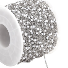 2M Bead Chain Necklace Bracelet Component Stainless Steel-White