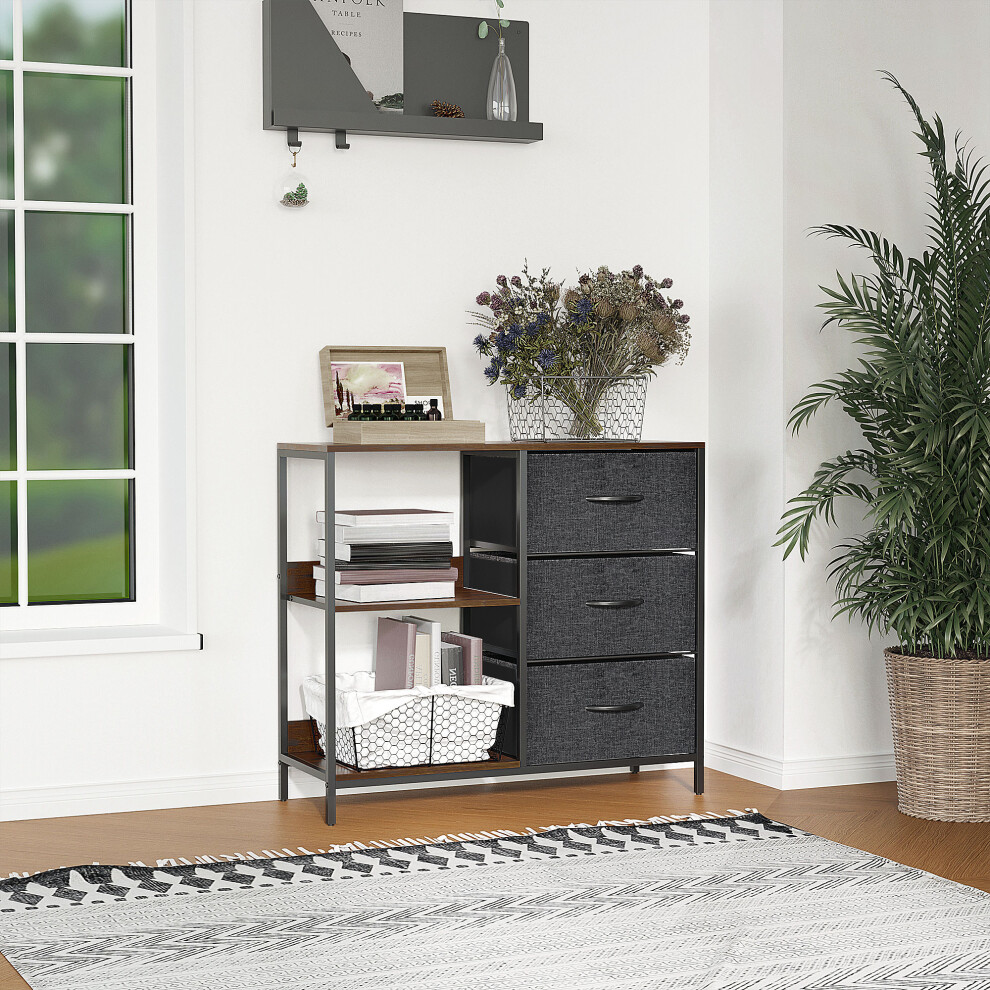 Homcom Chest Dresser Tower With 3 Drawers Storage Cabinet Organizer, Black