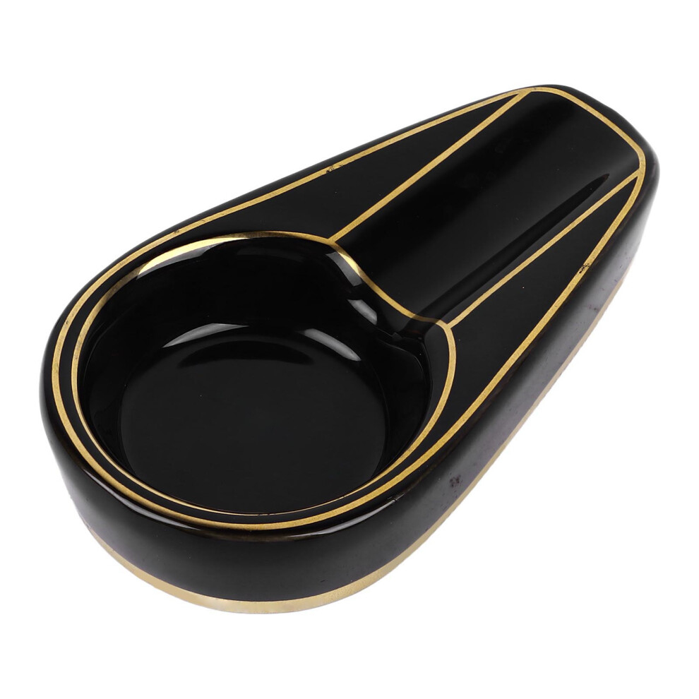 Black Ceramic Waterdrop Cigar Ashtray With Anti Slip Base - Durable & Stylish