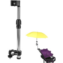 Umbrella Holder Clamp Offering Hands-Free Experience, Angle Adjustable And Extendable Stainless Steel Stand For Stroller, Wheelchair Or Scooter,