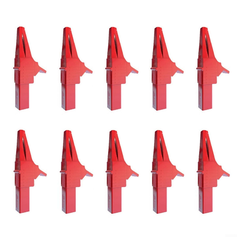 Copper Crocodile Clips 10Pc, 1500V 32A, 4Mm Banana Socket, Red, For Multimeter Testing 9347817052503