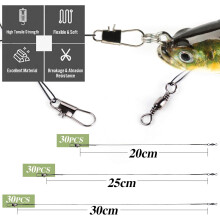 Conecte iscas, montagens ou anzóis com líderes de pesca, compatíveis com água salgada e doce, líderes de aço inoxidável com linha de pesca