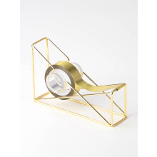 Luxuriös anmutender Klebebandhalter, transparenter Acryl- und polierter Gold-Tischklebebandabroller für moderne Büroräume