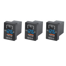 3X Neues Ladegerät QC3.0 USB-Autoladebuchse PD Typ-C-Ladegerät mit Blauem LED-Digitalvoltmeter für Neue -Schnellladung