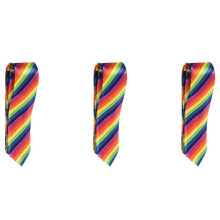 3X Männer Mode Lässig Dünn Schlank Schmale Krawatte Formale Hochzeit Party Krawatte, 19 (Regenbogen Farbe Streifen)