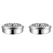 2X Stainless Steel Holder for Mosquito Coils, Fireproof Mosquito Spiral Container,Portable Metallic Mosquito Coil Holder