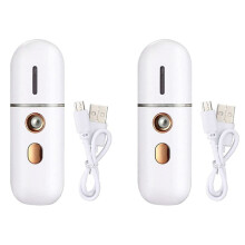 2X Vaporizador Facial Portátil, Humidificador Facial USB, Rociador Facial , Máquina de Rociado de Niebla de Facial Práctico