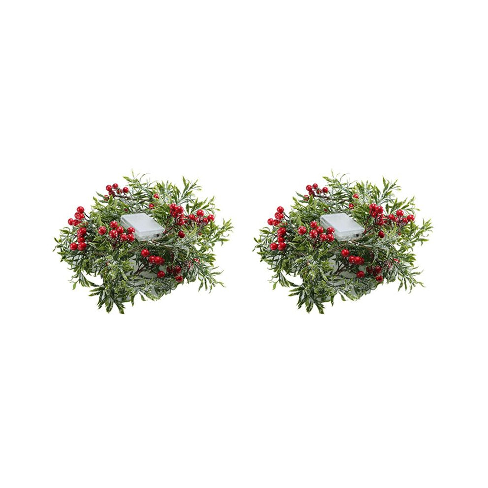 2Pcs 2 Meter 20 Led String Light Outdoor Christmas Pine Leaves Berry Light Led Copper Wire Fairy Garland Patio Lamp 6033468594235