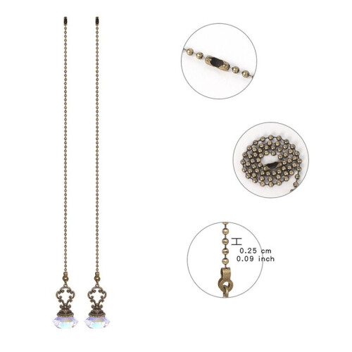 8 Pieces Artificial Crystal Ceiling Fan Pull Chains Pull Chain Extension with Connector for Light Ceiling Fan Desk Lamp 1