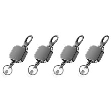 4X Heavy Duty Metal Retrattile Moschettone Portachiavi Cintura Badge Bobine Clip 28,3 Pollici Cavo di Filo di Acciaio Rinforzato