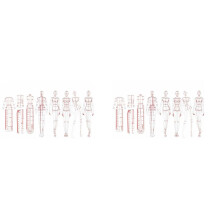 2X Fashion Illustration Rulers Sketching Templates Ruler Sewing Humanoid Patterns Design Clothing Measuring,Combination