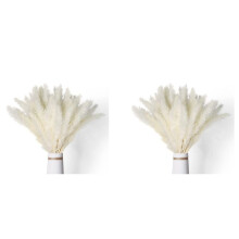 80 Pçs Grama de Pampas Branca Seca Natural 45 Cm Fofa e Balançando Faça Você Mesmo Planta Boho para Decoração de Arranjos de Flores de Casamento