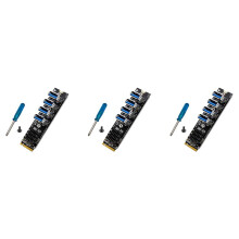 3X M.2 M-Key Pcie Expansion Cards M.2 to Pci-E X1 4 Port USB3.0  Card Expansion Adapter ASM1184E M.2 Adapter