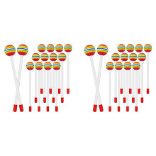 28 Pcs Lollipop Drum Mallet Sticks Round Rainbow Hammer Percussion Sticks Plastic Drumsticks for Kids Child Mallet
