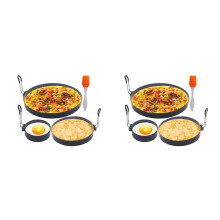 2X Non Stick Egg Rings,4 In&6 In&8 in Pancake Rings,Fried Egg Poacher Cooking Mold with Oil Brush for Egg Omelet Muffin