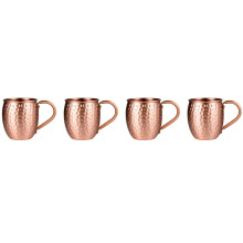 4X 530ML 100% Pure Copper Mug Moscow Mule Mug Drum Cup Cocktail Cup Pure Copper Mug Restaurant Bar Cold Drink Cup, A