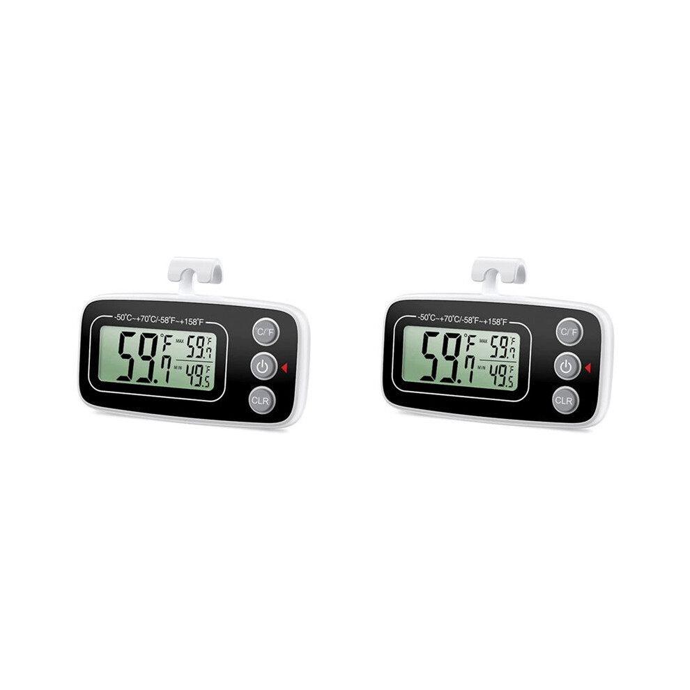 Fridge Thermometer, Digital Refrigerator Thermometer Waterproof Fridge Freezer Thermometer Monitor for Home 2Pcs