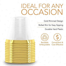 36X Plastic Cup 9 Oz Harde Wegwerp Cup Plastic Wijnglas Party Bruiloft Wijnglas Transparante Plastic Cup -Zilveren Rand