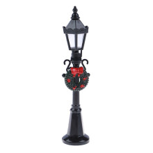 4Pcs 1/12 Dollhouse Miniature Christmas Park Street Lamp & Bench Doll Garden Decor Garden Furniture Miniature Decor Toy