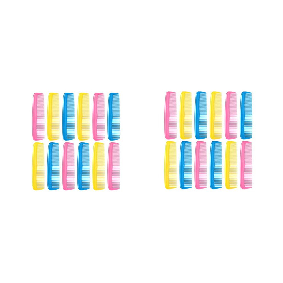 Exogio Unisex Yellow 24 Pieces Colorful Hair Combs Set For Kids Women Men Colorful Plastic Fine Dressing Comb (, )