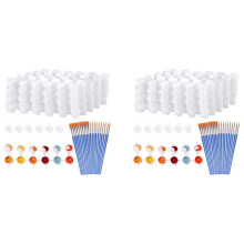 40 Strips 120 Pots Empty Paint Strips and 40 Pieces Paint Brushes,Paint Cup Clear Plastic Storage Containers,3Ml/0.17Oz