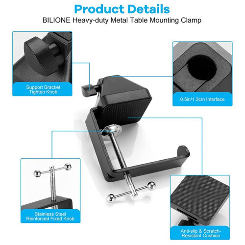 2X Heavy-Duty Table Mount Clamp, C Mounting Clamp Holder with Headset Hook Hanger 2