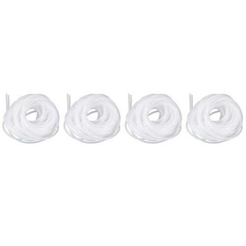4X Cable Wire Organizer Manager Spiral Wrap Band 6mm Dia 15M Lunghezza Bianca